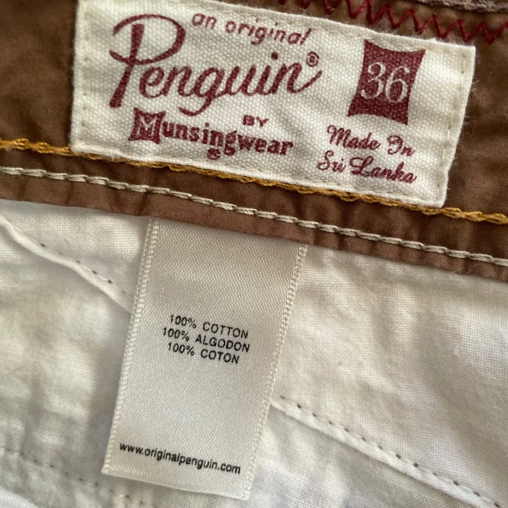 Original Penguin Men Flat‎ Front Shorts 36 Brown Casual Classic Golf Bermuda